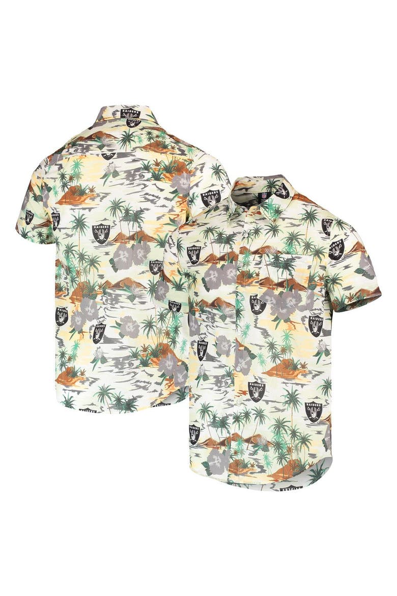 Men's FOCO Cream Las Vegas Raiders Paradise Floral Button-Up Shirt, Main, color, Cream