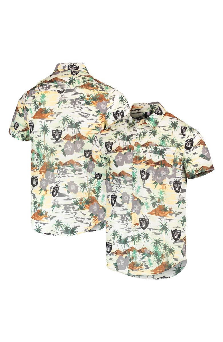 FOCO Men's FOCO Cream Las Vegas Raiders Paradise Floral Button-Up Shirt, Main, color, Cream