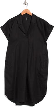 Eileen Fisher Notch Collar Linen Shirt Dress