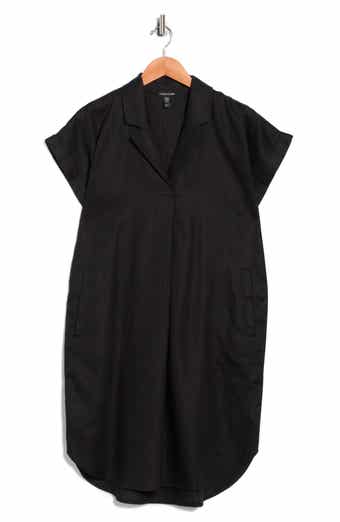 Eileen Fisher Notch Collar Linen Shirt Dress