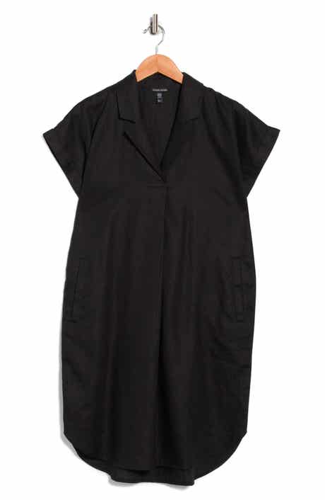 Eileen Fisher Notch Collar Linen Shirt Dress
