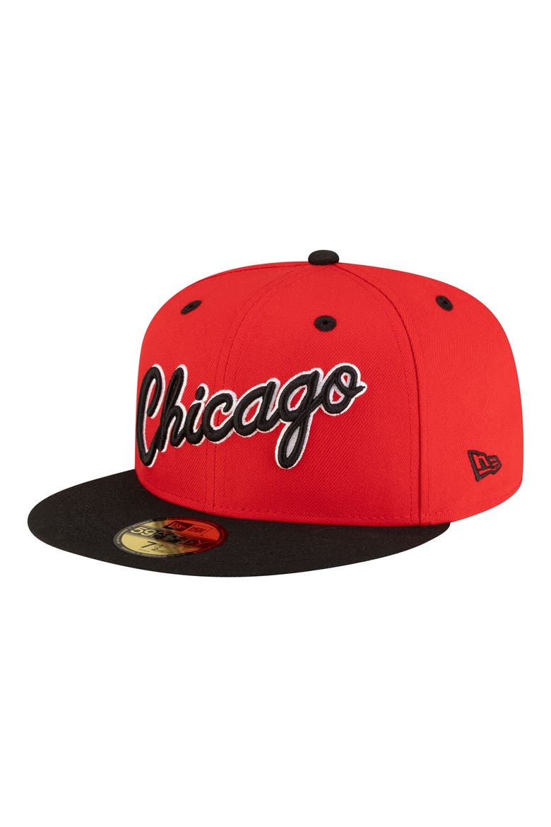 Men's New Era  Red/Black Chicago Bulls 80s Throwback 59FIFTY Fitted Hat, Main, color, Red