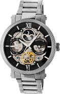 Heritor Automatic Aries Skeleton Leather-Band Watch