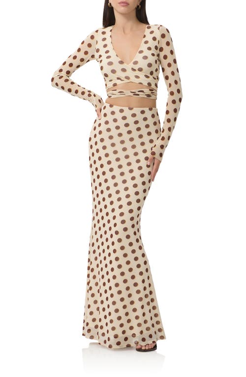 Afrm Tegan Allover Print Mermaid Skirt In Neutral