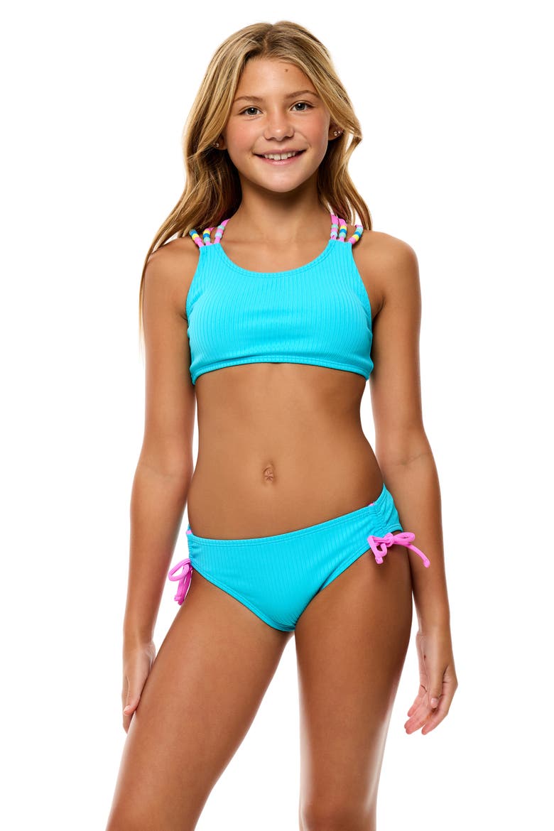 Kids' Beaded Strappy Two-Piece Swimsuit, Alternate, color, POOL PARTY