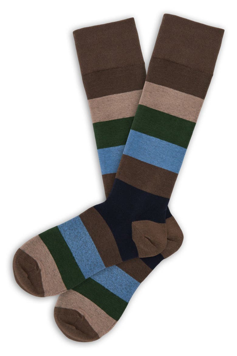Franklin Striped Dress Socks, Alternate, color, BROWN / TAN