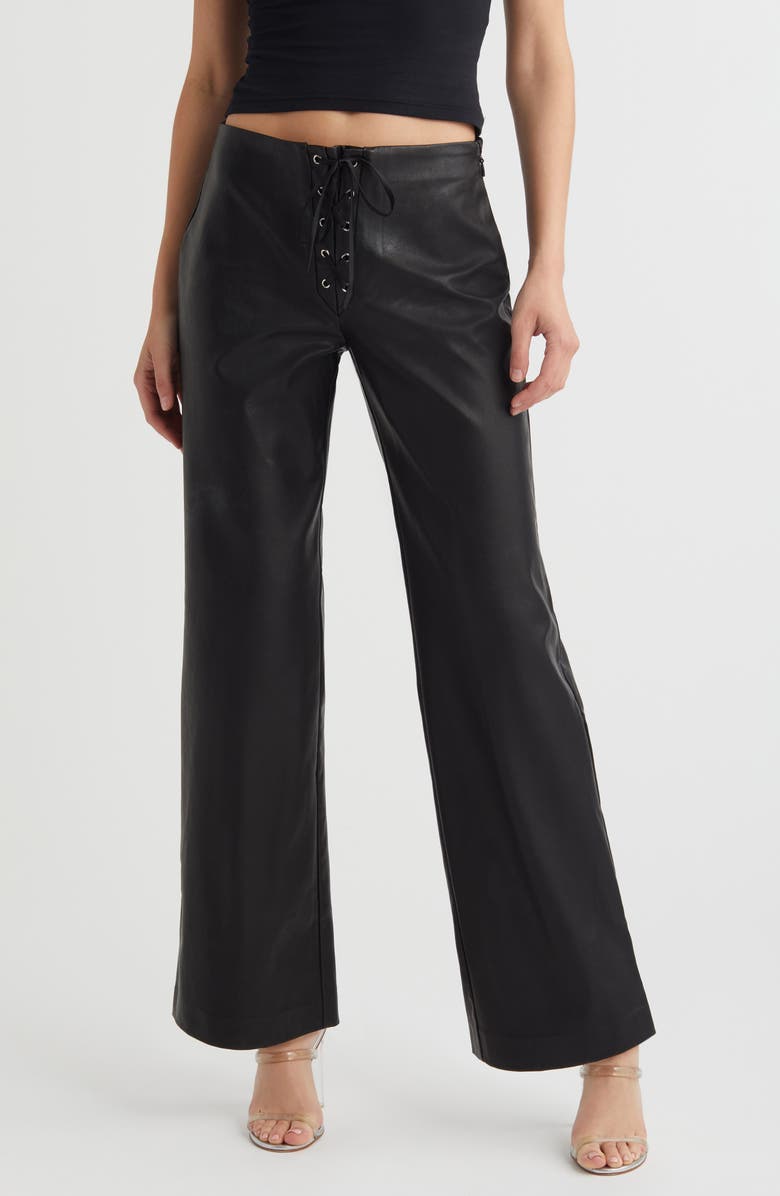 Mistress Rocks Faux Leather Flare Pants, Main, color, 