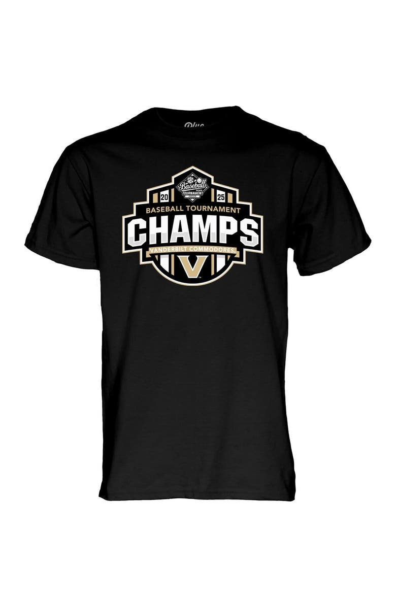 BLUE 84 Unisex Blue 84 Black Vanderbilt Commodores 2025 SEC Baseball Conference Tournament Champions T-Shirt, Alternate, color, 
