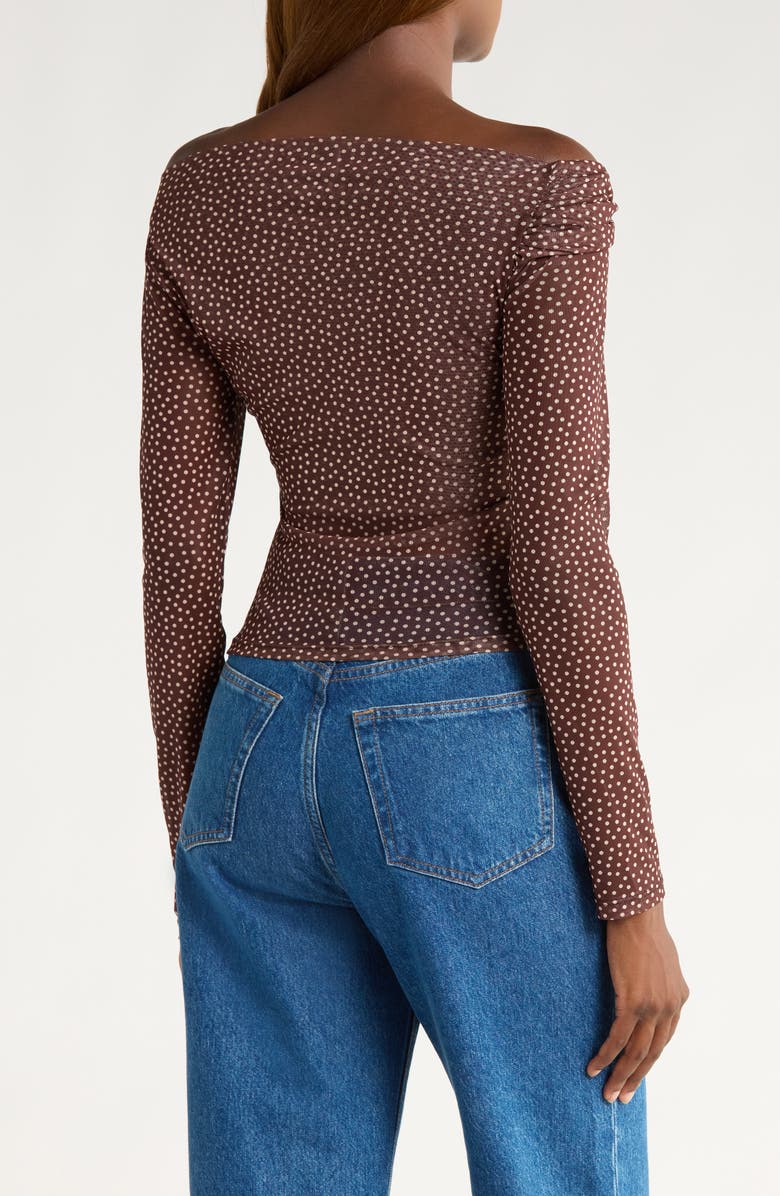 Reformation Elio Polka Dot One-Shoulder Knit Top, Alternate, color, Choco Dot