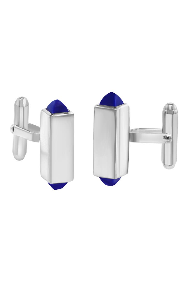Sterling SIlver Lapiz Cufflinks, Main, color, BLUE