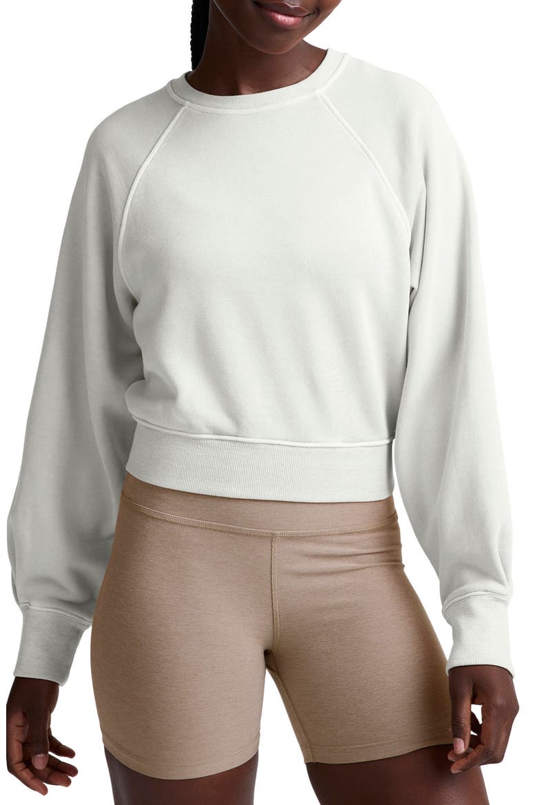 Fade Out Crop Sweatshirt, Main, color, WASHED VINTAGE WHITE