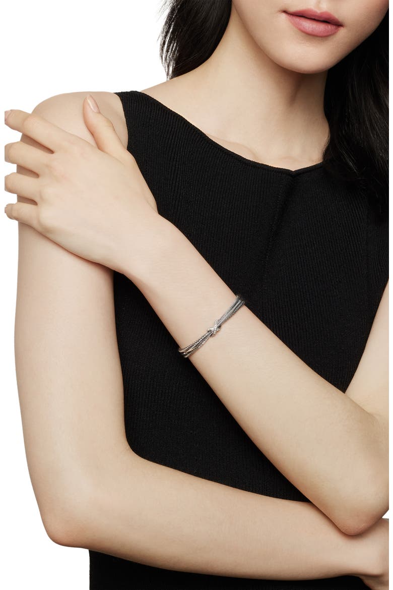 'X' Crossover Cuff with Diamonds, Alternate, color, DIAMOND