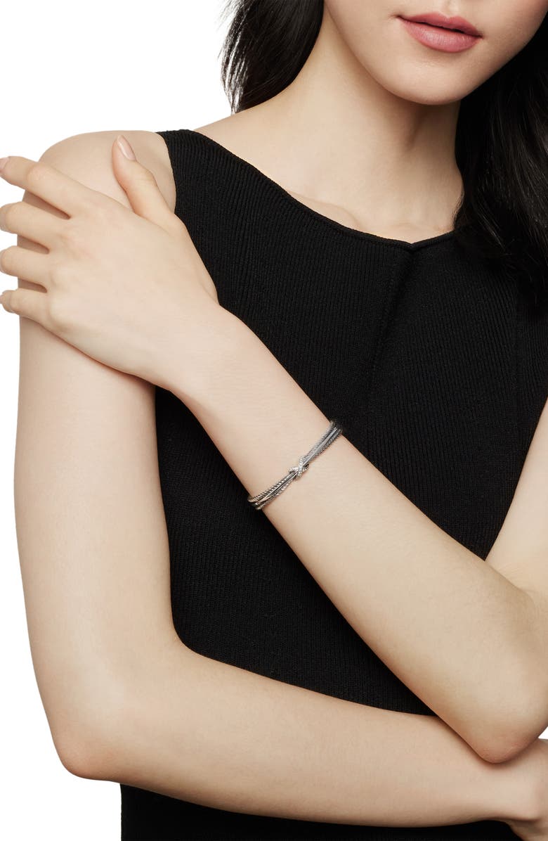 David Yurman 'X' Crossover Cuff with Diamonds, Alternate, color,
