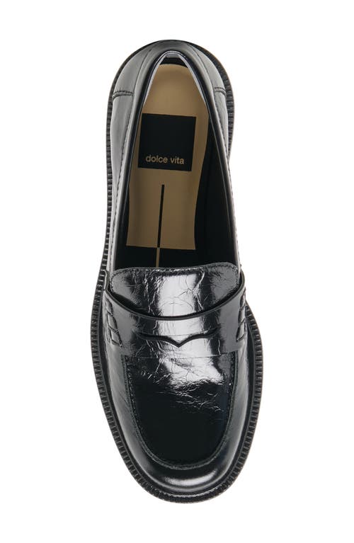 Dolce Vita Tiggy Loafers Midnight Crinkle Patent In Black