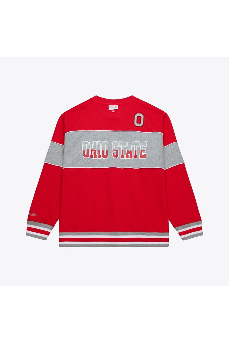 Men's Mitchell & Ness  Scarlet Ohio State Buckeyes Fleece Sweatshirt, Main, color, Scarlet