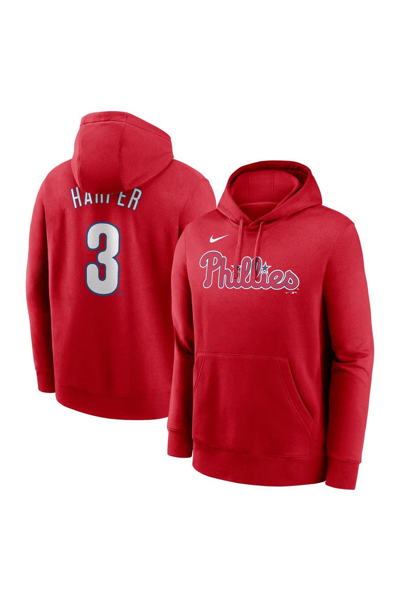 Men's Nike Bryce Harper Red Philadelphia Phillies Player Name & Number Club Pullover Hoodie, Main, color, Red