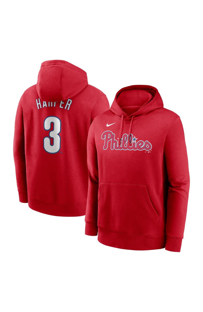 Nike Men's Nike Bryce Harper Red Philadelphia Phillies Player Name & Number Club Pullover Hoodie, Main, color, Red