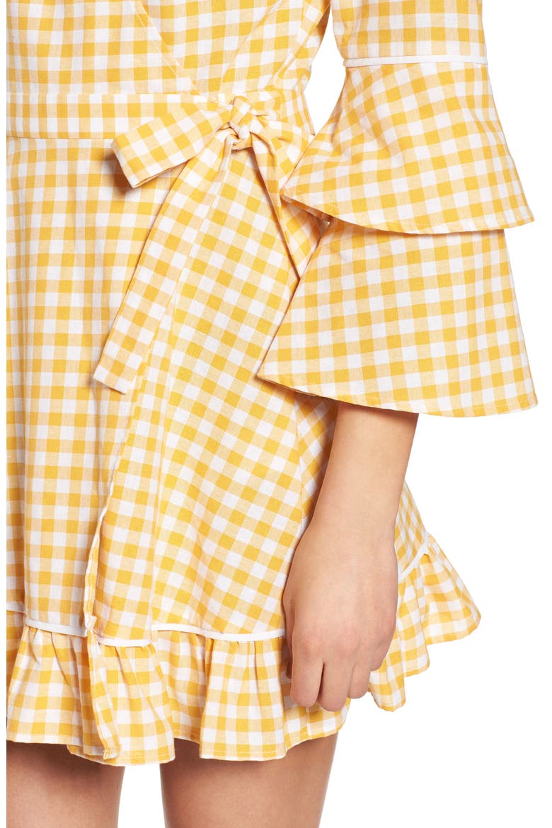 Idyllic Gingham Ruffle Dress, Alternate, color, BUTTERCUP