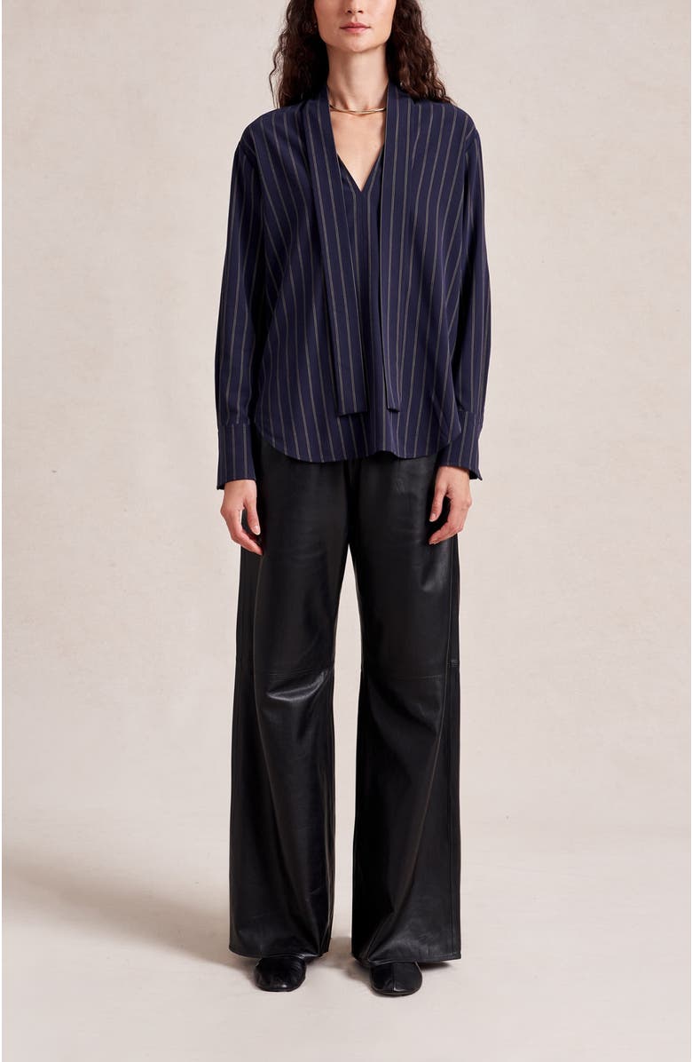 La Ligne Roman Shirt, Main, color, Navy/Tan