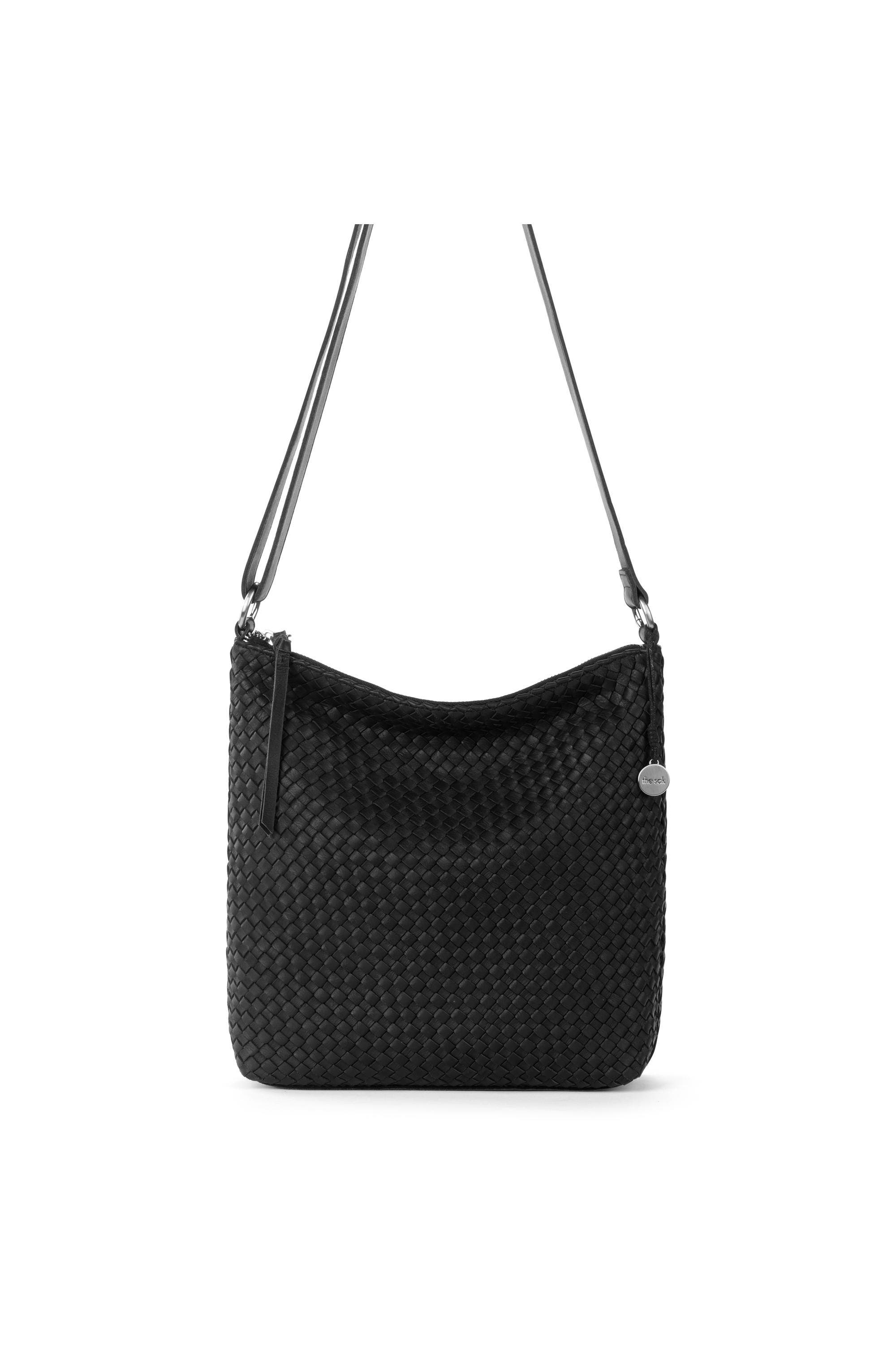 The Sak Lucia Crossbody Leather Bag, Alternate, color, Woven Black