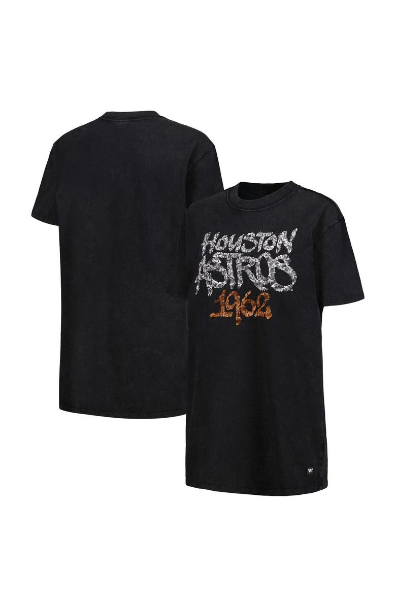 THE WILD COLLECTIVE Women's The Wild Collective Black Houston Astros T-Shirt Dress, Main, color, Black