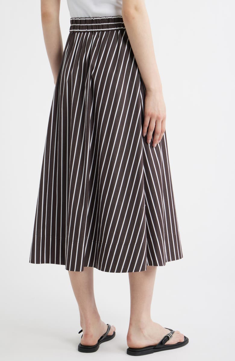 Madewell Stripe Cotton Poplin A-Line Midi Skirt, Alternate, color, Chocolate Plum