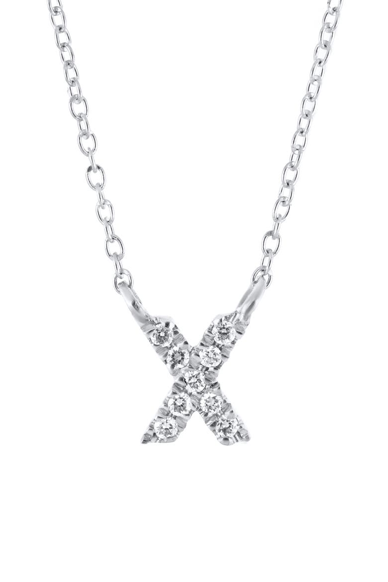 Icon Diamond Initial Pendant Necklace, Alternate, color, 18K WHITE GOLD - X