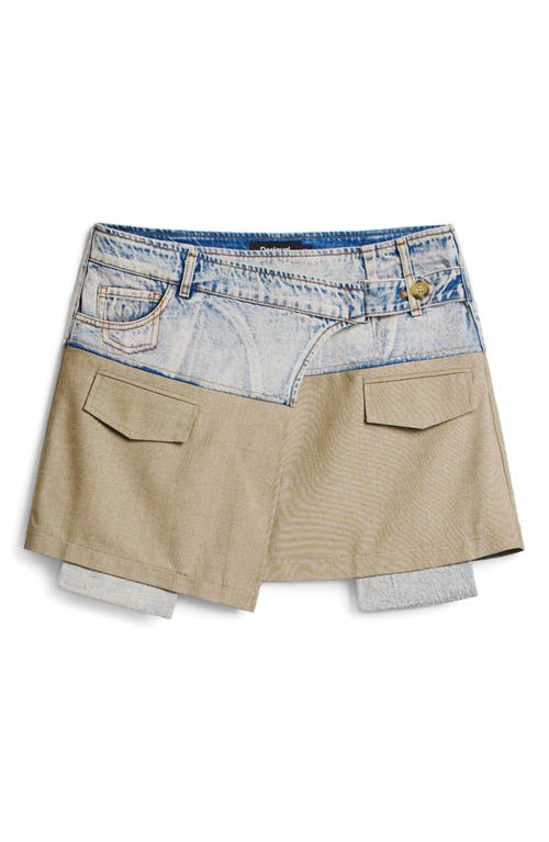 Desigual Women's Short Bimaterial Skirt In Green