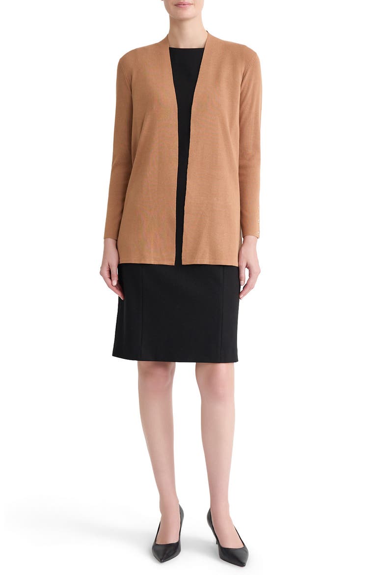 Open Front Cardigan, Alternate, color, DARK CAMEL