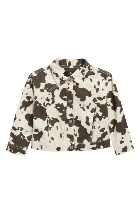 Kids' Cow Print Denim Jacket