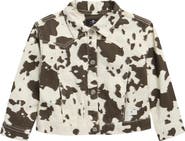 7 For All Mankind Kids' Cow Print Denim Jacket