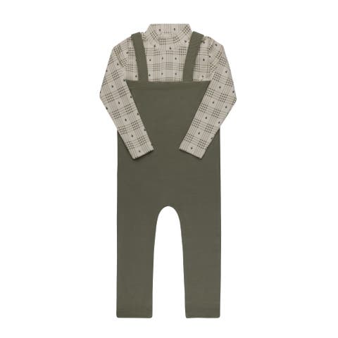 Cotton Floral Plaid Collection - Bodysuit + Overalls (Toddler, Little Kid & Big Kid)