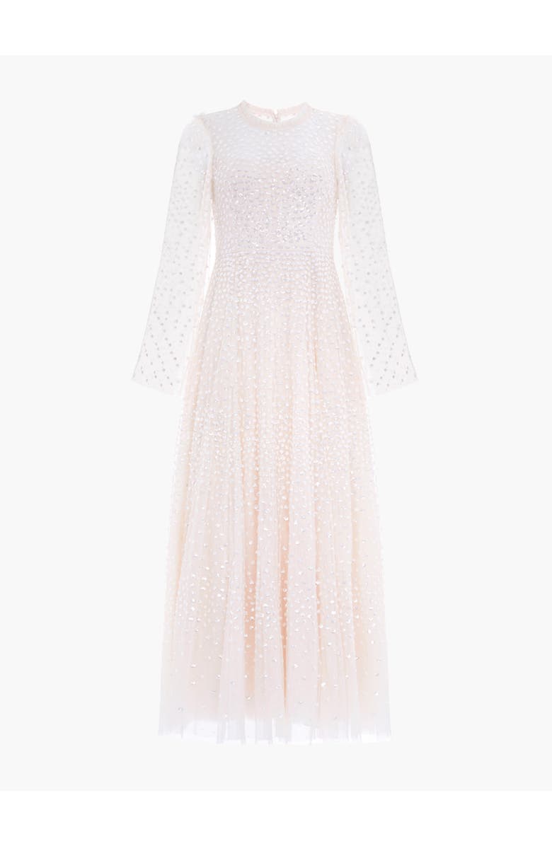 Needle & Thread Scatter Dot Round Neck Ankle Gown, Alternate, color, Cream