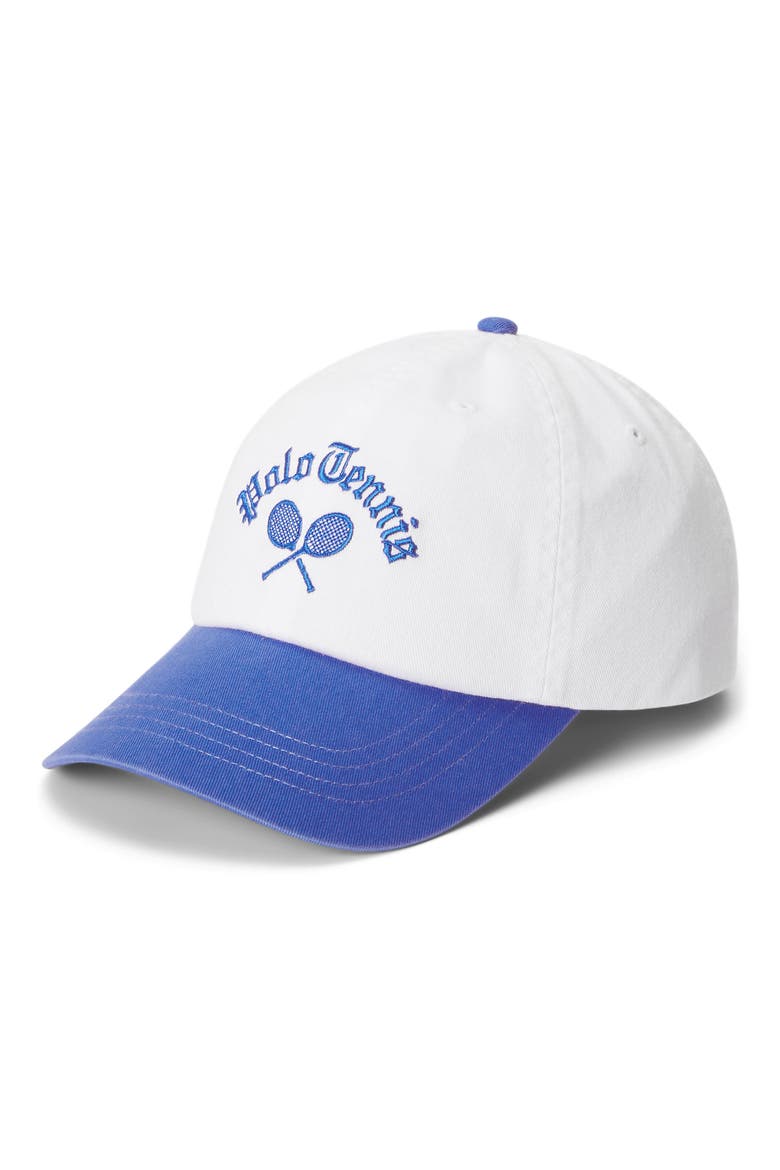US Open Polo Tennis Adjustable Ball Cap, Main, color, WHITE BLUE