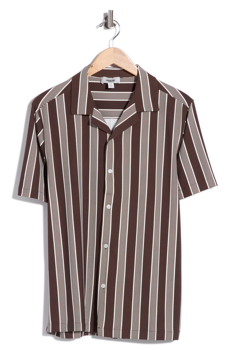 Stripe Camp Shirt, Alternate, color, CHOCOLATE / IVORY