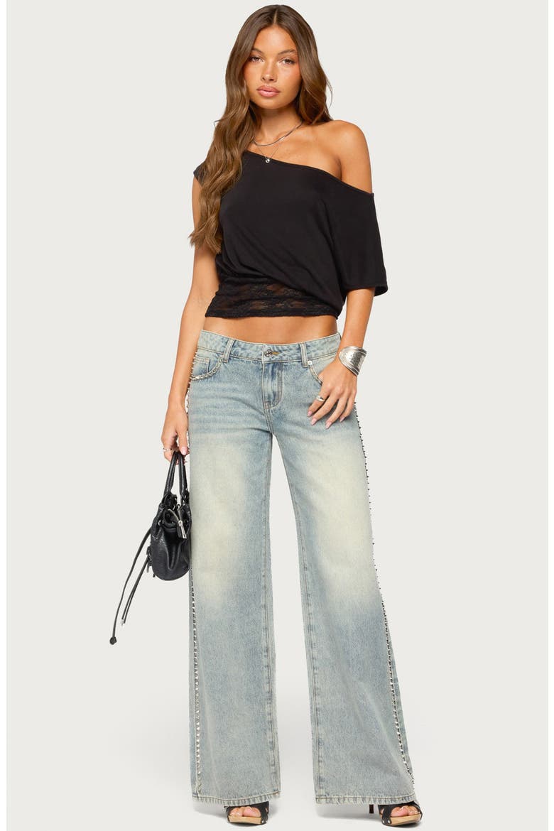 Teala Studded Low Rise Wide Leg Jeans, Alternate, color, LIGHT-BLUE-WASHED