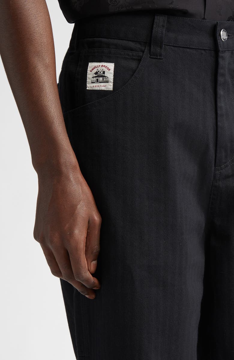 Bode Knolly Brook Twill Trousers, Alternate, color, Black