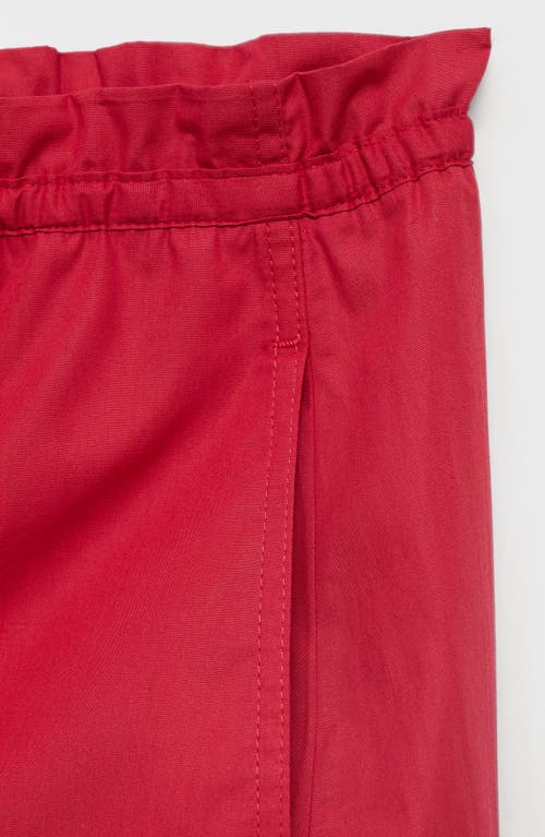 Mango Paperbag Wide Leg Cotton Poplin Pants In Red