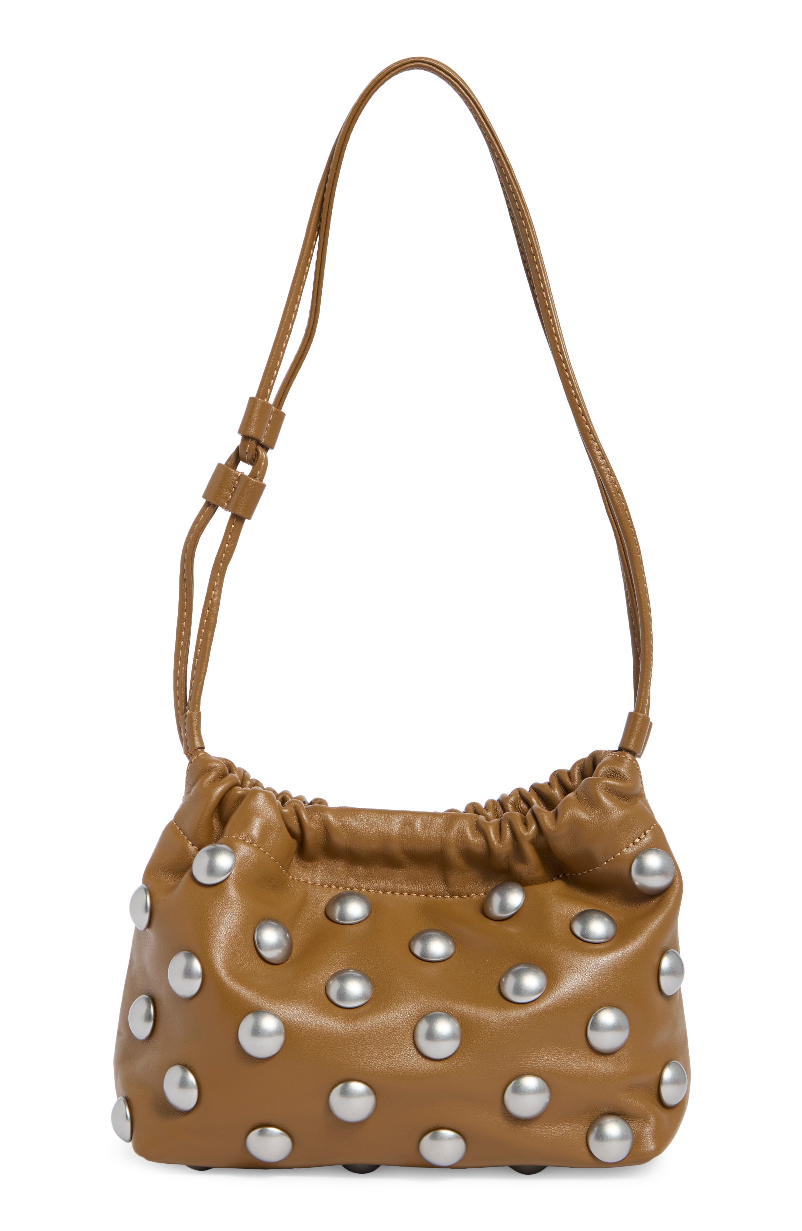 Arden Studded Leather Shoulder Bag, Alternate, color, OILED OAK/ NICKEL