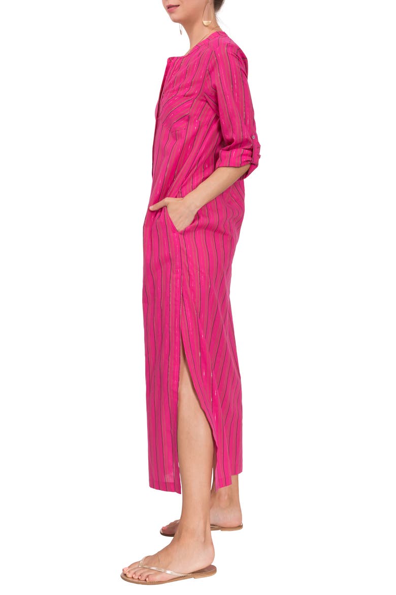 Tracey Cotton Caftan, Alternate, color, HOT PINK
