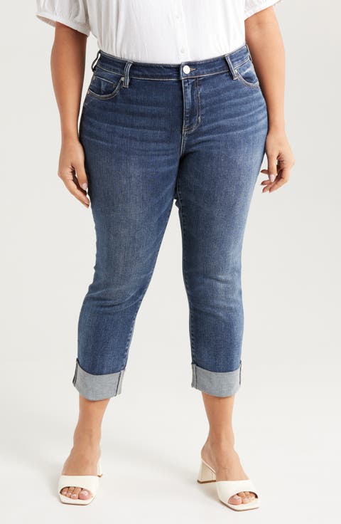 Charlie Cuffed Mid Rise Crop Slim Jeans (Wells) (Plus)