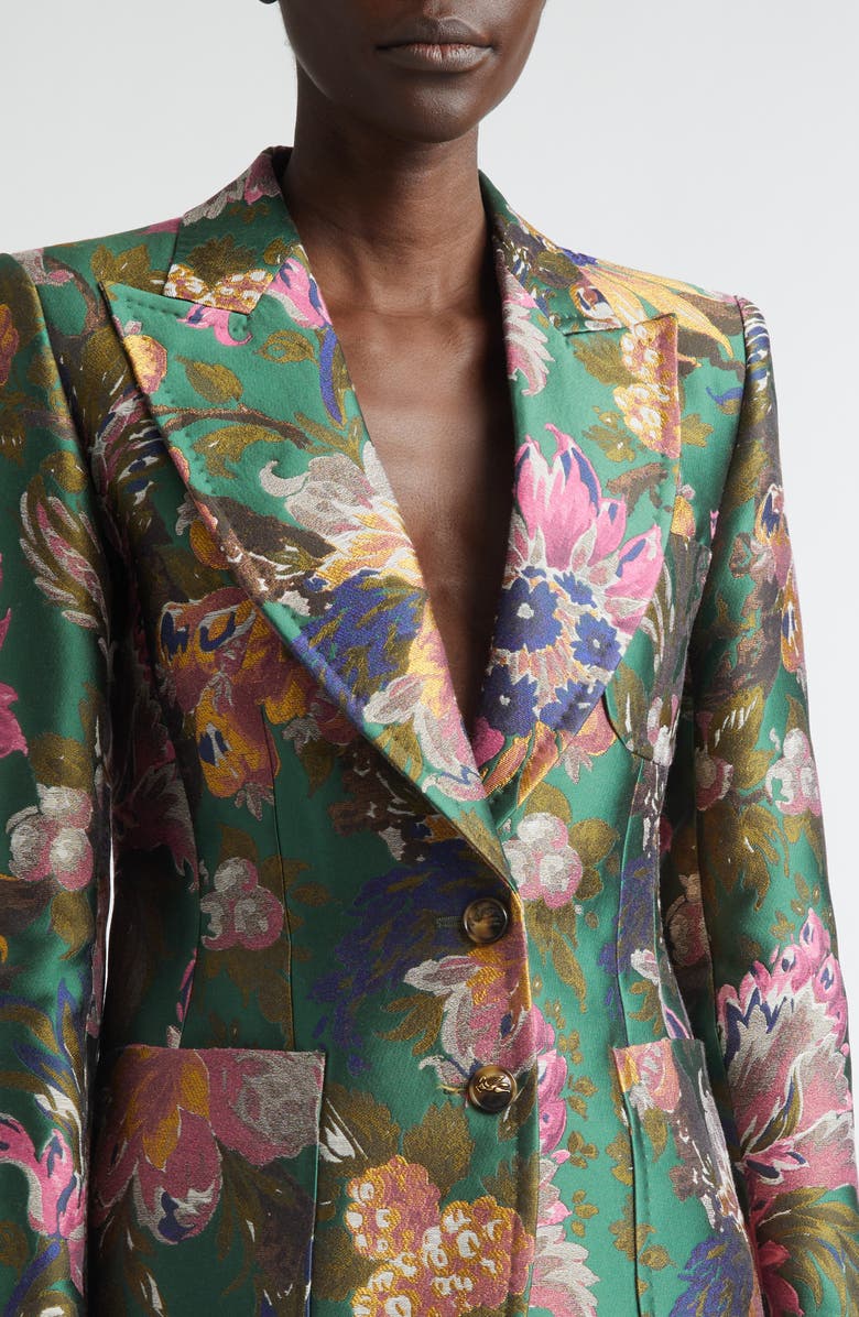 Etro Floral Jacquard Blazer, Alternate, color, Multicol On Green Base