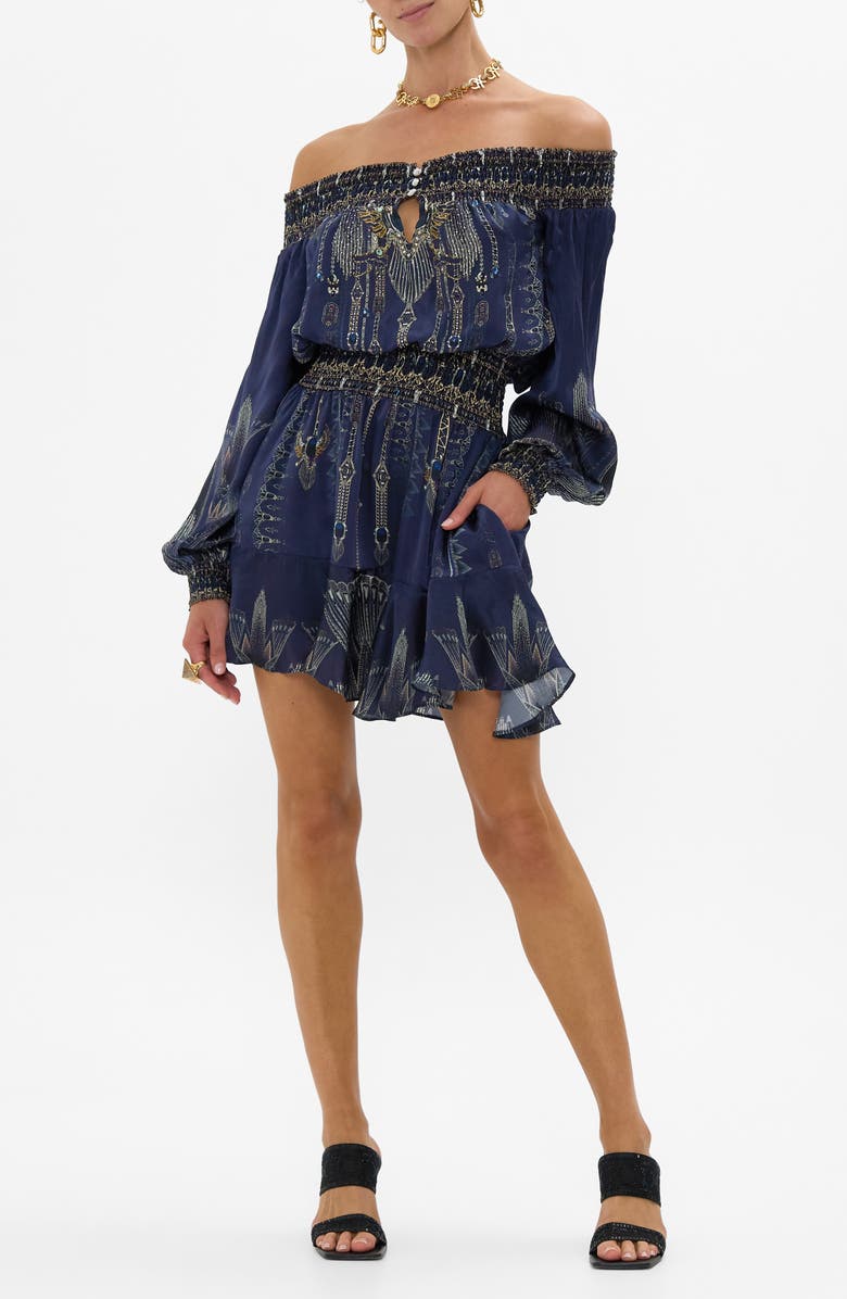 Camilla The Egypt Effect Off the Shoulder Long Sleeve Minidress, Main, color,