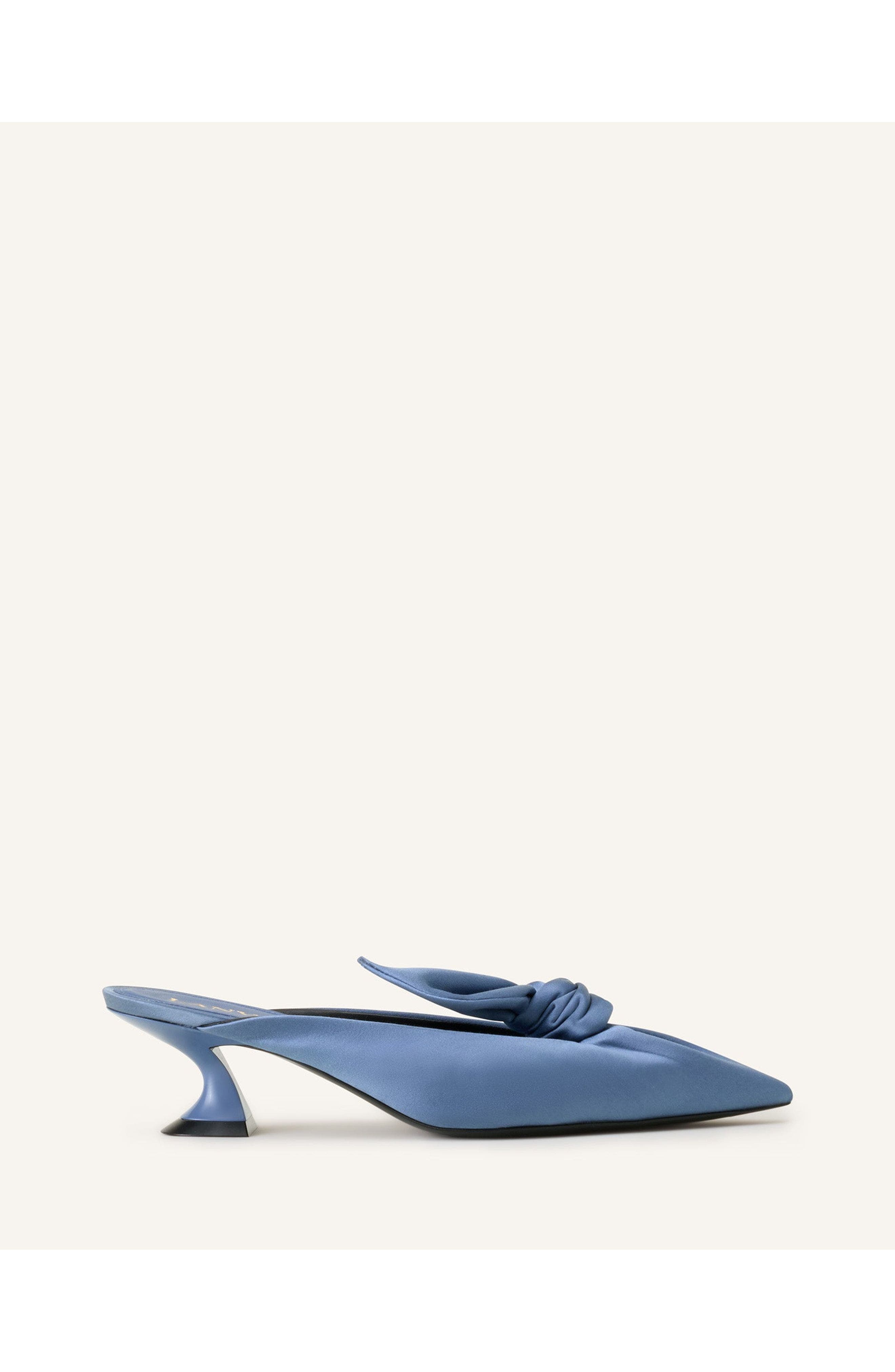 Lanvin Midnight Step Heeled Mules With A Satin Bow, Main, color, Lanvin Blue