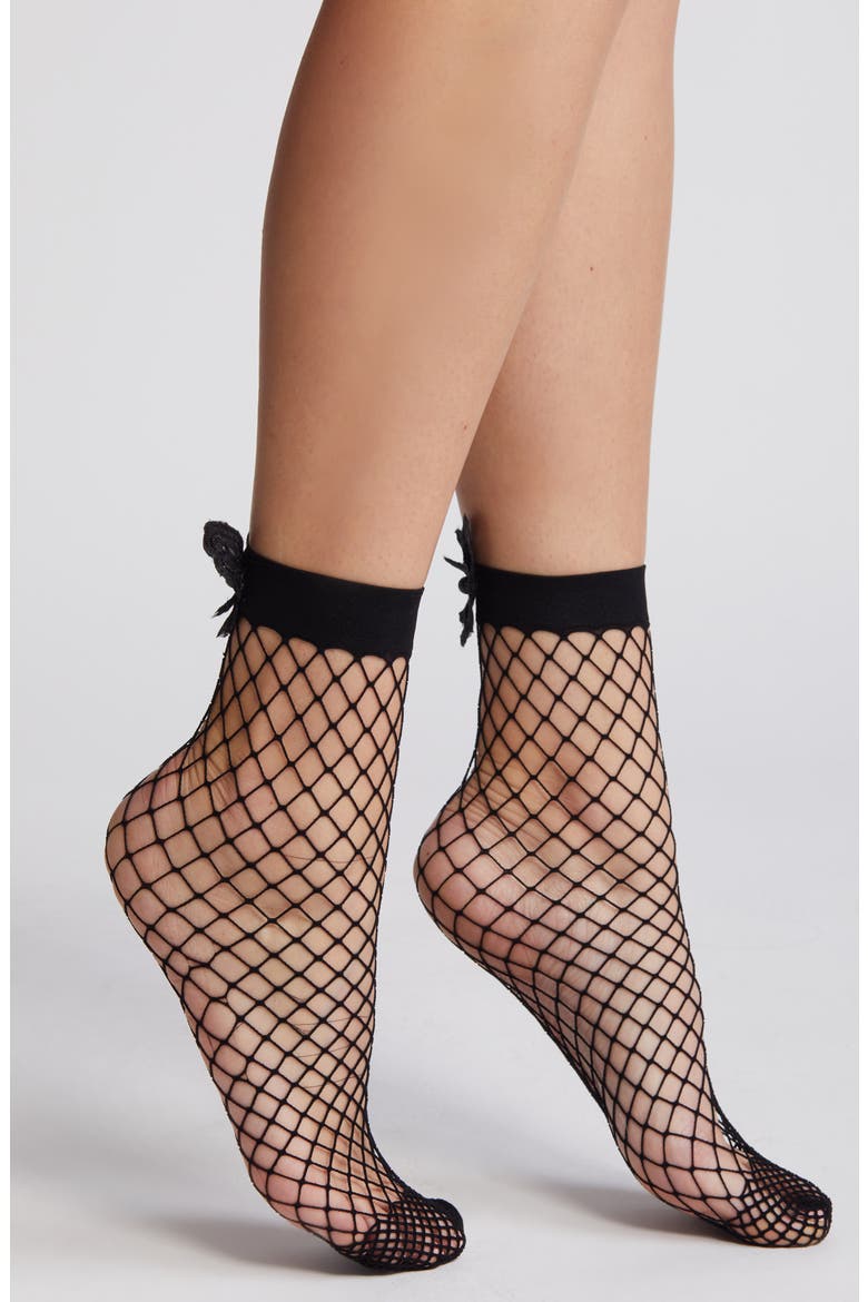 Butterfly Fishnet Socks, Main, color, BLACK