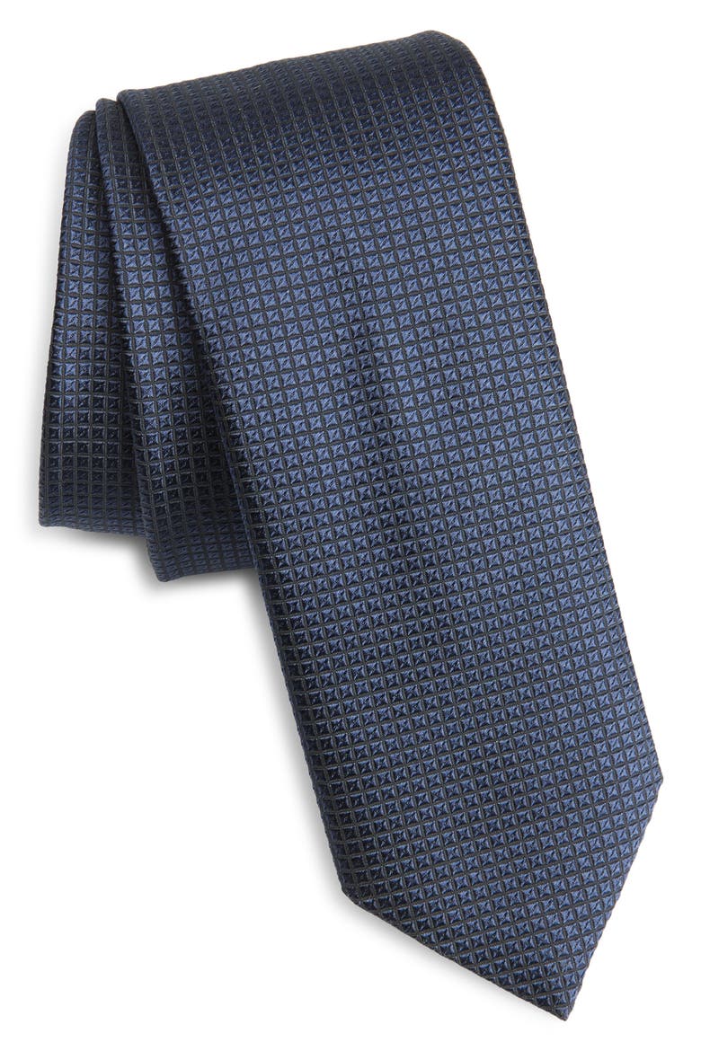 Silk Blend Jacquard Tie, Main, color, DARK BLUE
