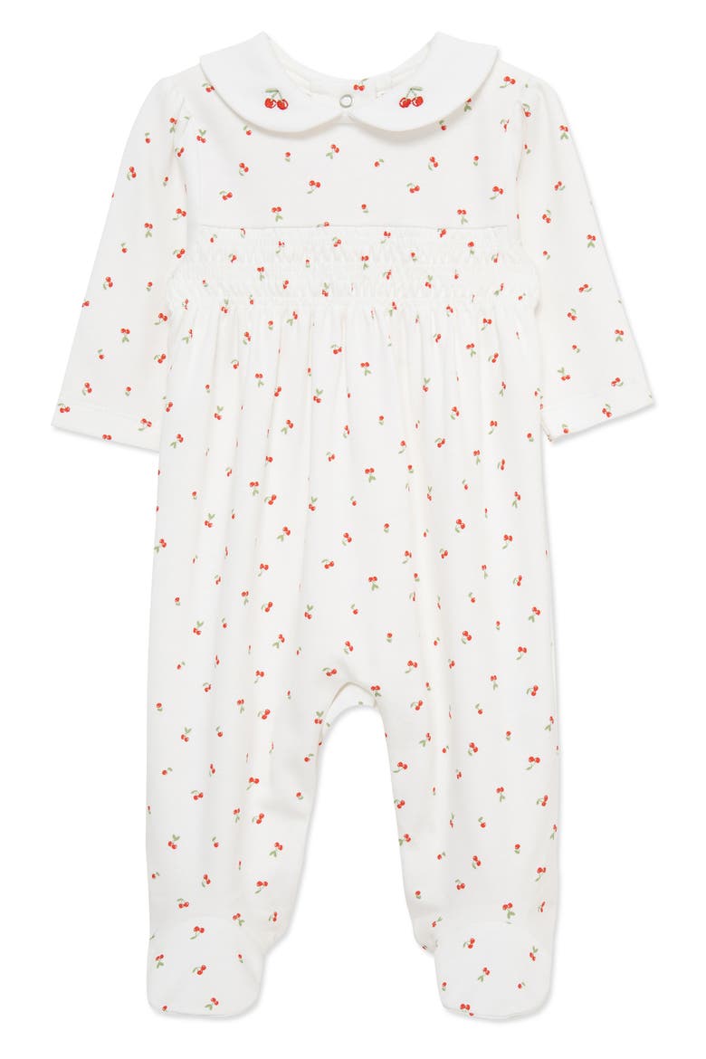 Tiny Cherries Pima Cotton Footie (Nordstrom Exclusive), Main, color, WHITE