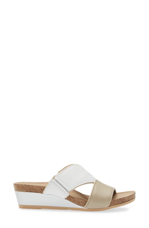 Naot Tiara Wedge Sandal In Soft Beige/soft White Leather