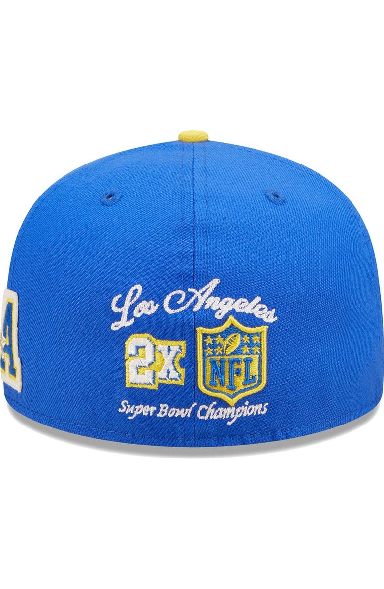 New Era Men's New Era Royal/Gold Los Angeles Rams Super Bowl LVI Letterman 59FIFTY Fitted Hat, Alternate, color,