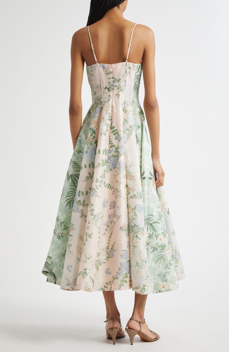 Camilla Corset Fit & Flare Linen & Silk Dress, Alternate, color,